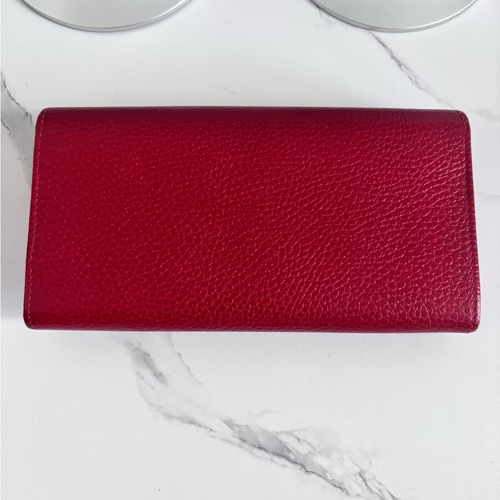 Gucci Red Leather Wallet with Gold Logo - Picture 9 of 10